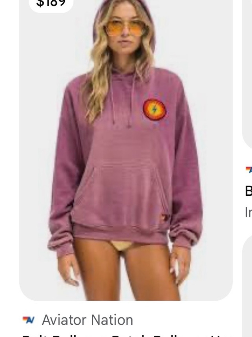 Aviator Nation Bolt Bullseye Patch Pullover Relaxed Hoodie in faded berry unisex